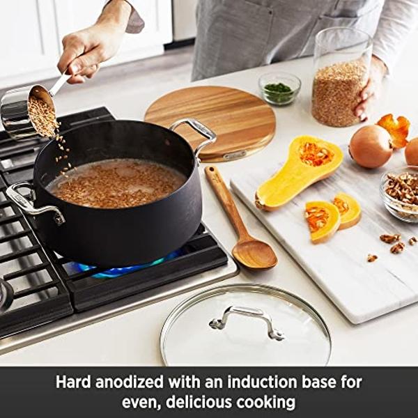 Juegos de utensilios de cocina Cooks Standard de acero inoxidable, ollas y sartenes profesionales que incluyen cacerola, sartén para saltear y olla con tapa, 8 piezas, color platea