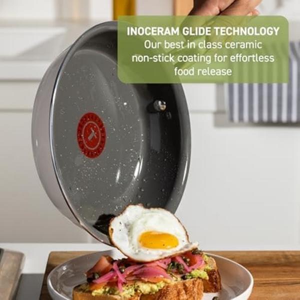 Juego de utensilios de cocina antiadherentes T-fal Preserve Ceramic de 13 piezas, apto para horno y asador a 177 °C. Incluye sartenes, cacerolas, cacerolas, horno holandés, tapas, 