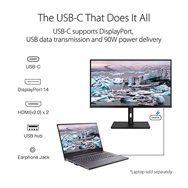 Monitor ASUS ProArt Display 32” 4K HDR (PA329CV): UHD (3840 x 2160), IPS, 100 % sRGB/Rec.709, ΔE < 2, verificación de Calman, suministro de energía USB-C, DisplayPort, HDMI, concen