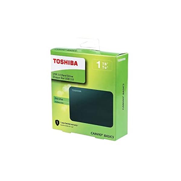 Disco duro externo portátil Toshiba Canvio Basics de 1 TB, USB 3.0, negro - HDTB410XK3AA