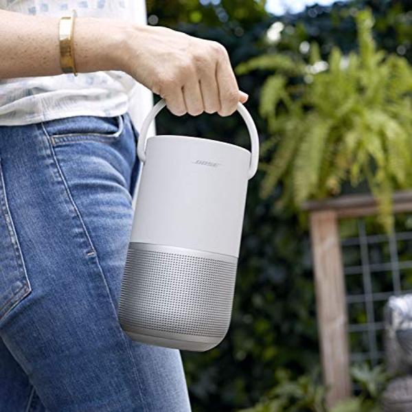 Altavoz inteligente portátil Bose: altavoz Bluetooth inalámbrico con control de voz de Alexa integrado, plateado