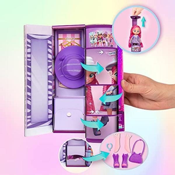 Muñeca de moda Cry Babies BFF Katie con más de 9 sorpresas que incluyen atuendo y accesorios para juguetes de moda, niñas y niños de 4 años en adelante, 7.8 pulgadas.