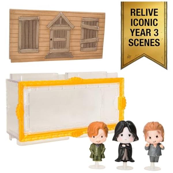 Mundo Mágico Harry Potter, Micro Magical Moments, Set de Figuras del Año 3 con Remus Lupin, Severus Snape, Peter Pettigrew y Vitrina