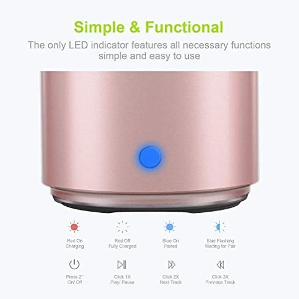 Minialtavoz Bluetooth portátil EWA A106, graves mejorados y sonido de alta definición, diseño portátil, para iPhone, iPad, Nexus, portátiles y más (oro rosa)