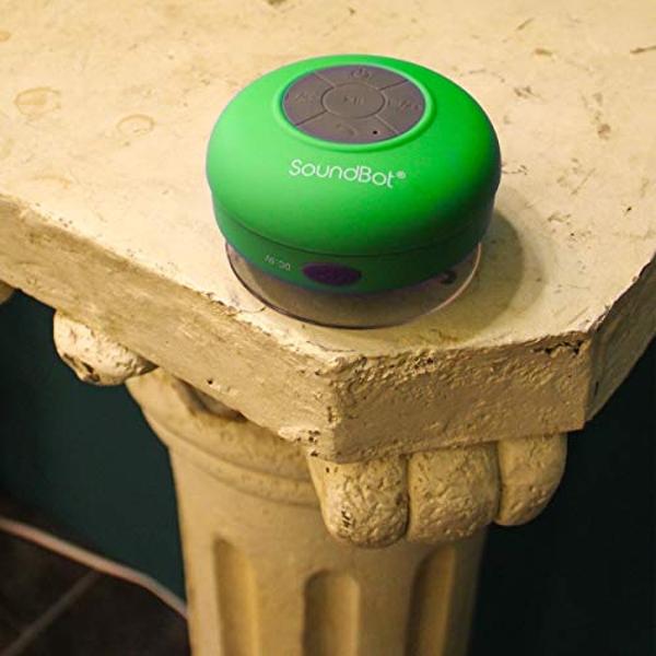 Altavoz de ducha Bluetooth Soundbot SB510 HD resistente al agua, manos libres portátil con micrófono integrado, 6 horas de reproducción, botones de control y ventosa especial para 