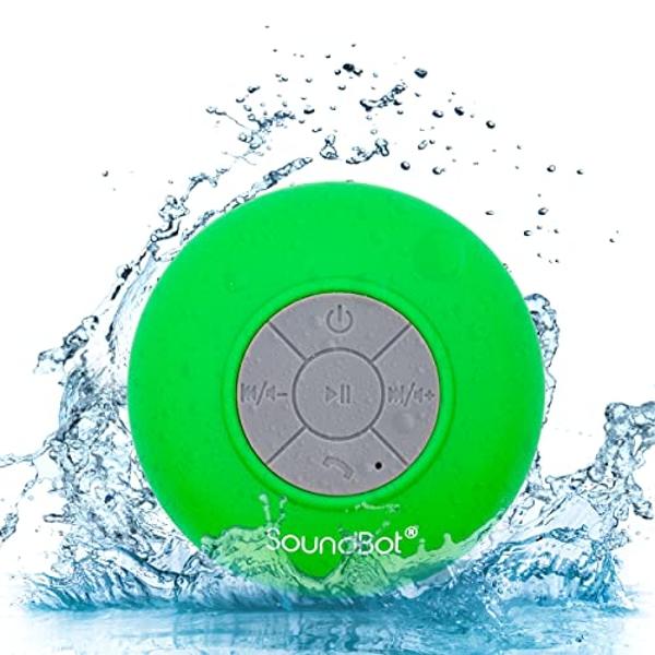 Altavoz de ducha Bluetooth Soundbot SB510 HD resistente al agua, manos libres portátil con micrófono integrado, 6 horas de reproducción, botones de control y ventosa especial para 