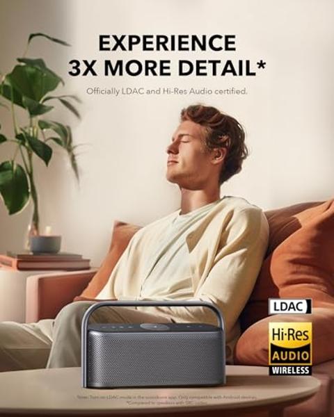 Altavoz Bluetooth portátil Soundcore Motion X600 de Anker, audio espacial de alta resolución con sonido inalámbrico de 50 W, resistencia al agua IPX7, ecualizador profesional, entr