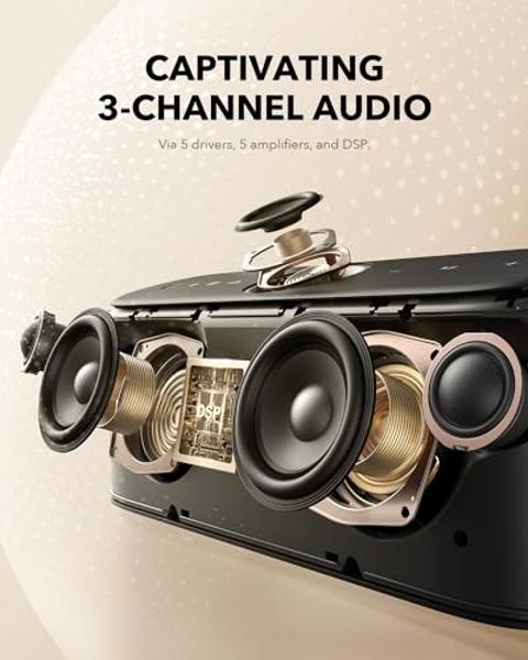 Altavoz Bluetooth portátil Soundcore Motion X600 de Anker, audio espacial de alta resolución con sonido inalámbrico de 50 W, resistencia al agua IPX7, ecualizador profesional, entr