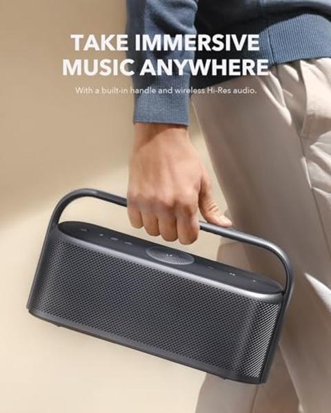 Altavoz Bluetooth portátil Soundcore Motion X600 de Anker, audio espacial de alta resolución con sonido inalámbrico de 50 W, resistencia al agua IPX7, ecualizador profesional, entr