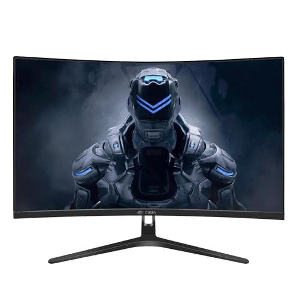 Monitor curvo para juegos CRUA de 27", FHD 1920x1080P, 144 Hz/180 Hz, pantalla VA 1800R, 120 % sRGB, AMD FreeSync, HDMI y DP, compatible con montaje en pared - Negro