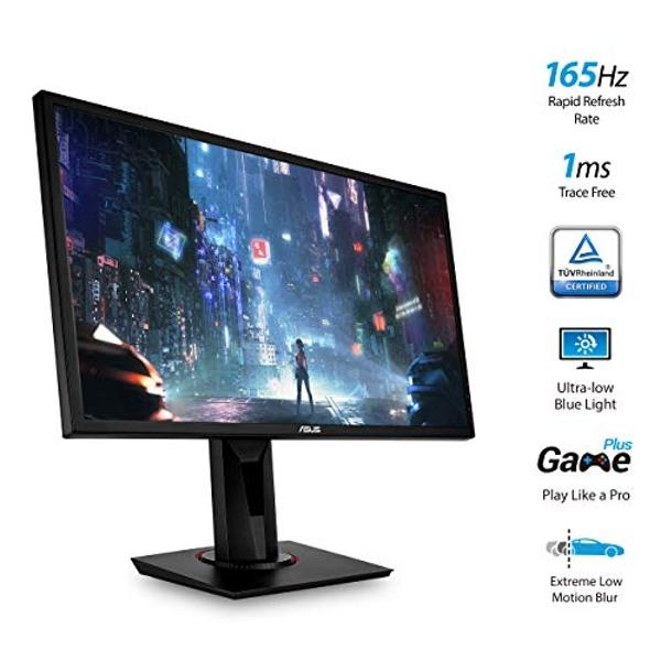 Monitor para juegos ASUS VG248QG de 24" con G-SYNC, 165 Hz, 1080p, 0,5 ms, protección ocular, DP, HDMI, DVI, color negro
