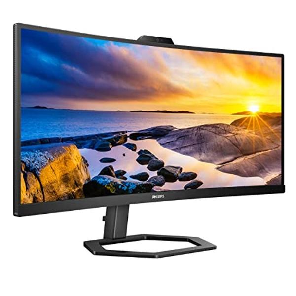 Monitor Philips 34E1C5600HE UltraWide QHD 21:9 de 34'' con cámara web Windows Hello integrada y micrófono con cancelación de ruido, base USB-C, altavoces estéreo, 100 Hz, garantía 