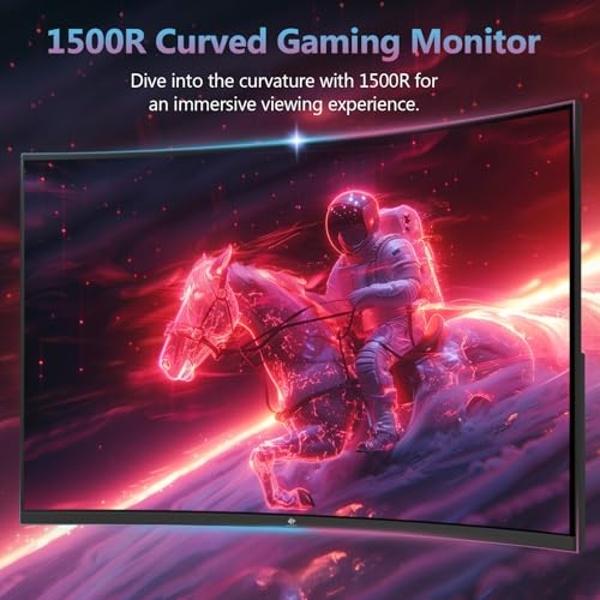 Monitor curvo para juegos Sceptre de 32 pulgadas con overdrive de hasta 240 Hz, DisplayPort de 165 Hz, HDMI de 144 Hz, AMD FreeSync, altavoces integrados, negro máquina (C325B-185R