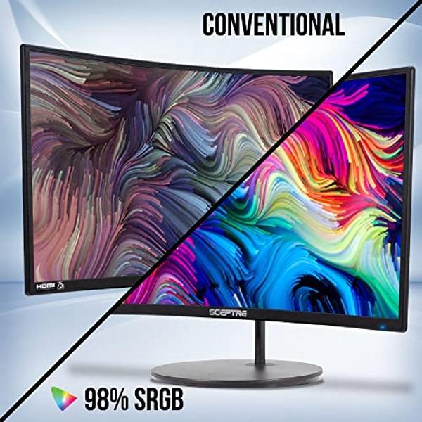 Monitor curvo para juegos Sceptre de 24 pulgadas, 1080p, 98 % sRGB, HDMI x2, VGA, altavoces integrados, color negro