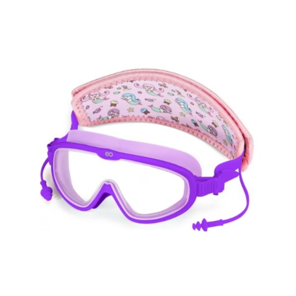 Kit Gafas Goggles Natación Para Niños Anti-vaho Uv Y Diadema Violeta rosado