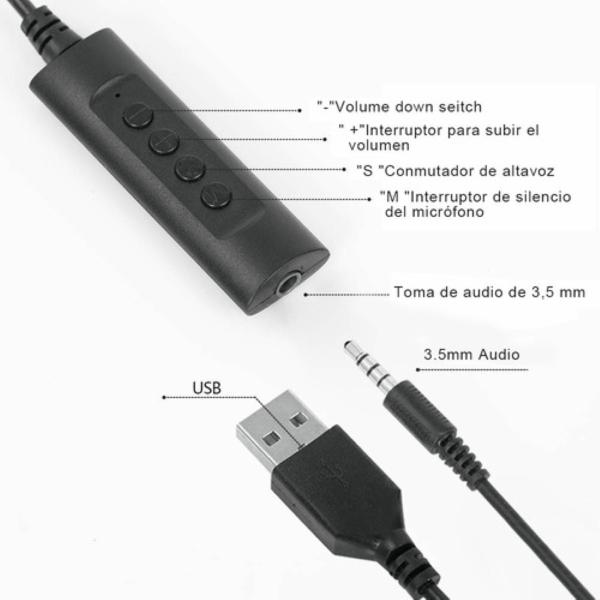 Audífonos Alámbricos Diadema Call Center Con Micrófono Negro