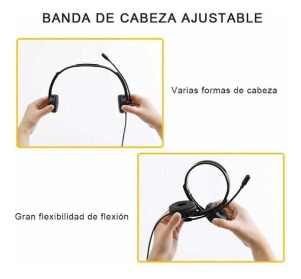 Audífonos Alámbricos Diadema Call Center Con Micrófono Negro