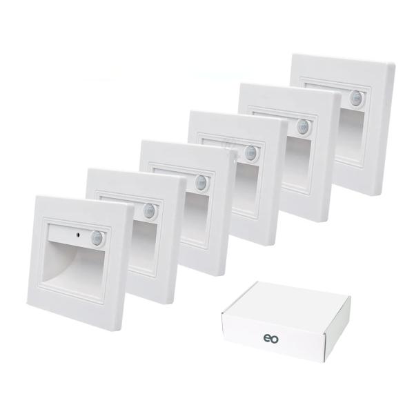 6 Luz De Escalera 1.5w Empotrable Foco Con Sensor Movimiento