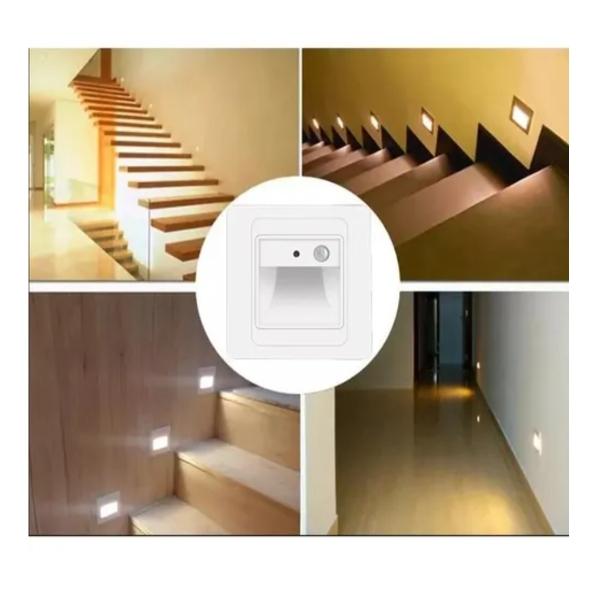 6 Luz De Escalera 1.5w Empotrable Foco Con Sensor Movimiento