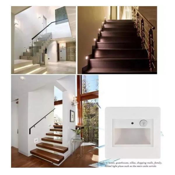 6 Luz De Escalera 1.5w Empotrable Foco Con Sensor Movimiento