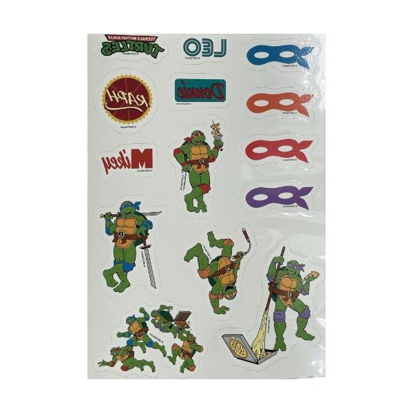 Calcomanías de tatuajes temporales Pegatinas Hidrotransferible de Tortugas Antifaz & Pizza