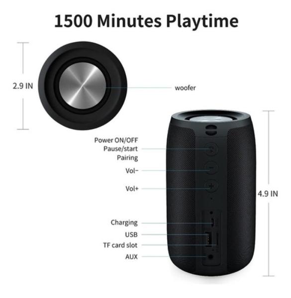 Bocina portátil con bluetooth negra