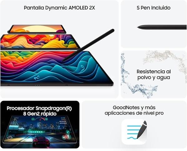 SAMSUNG Galaxy Tab S9 Gris 12GB RAM 256GB, AI, Spen,