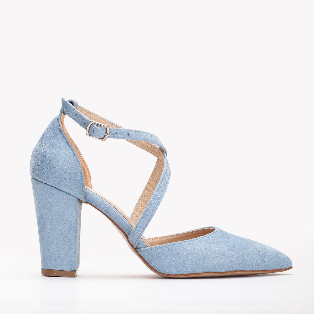 Sina - Zapatos de novia de ante azul bebé