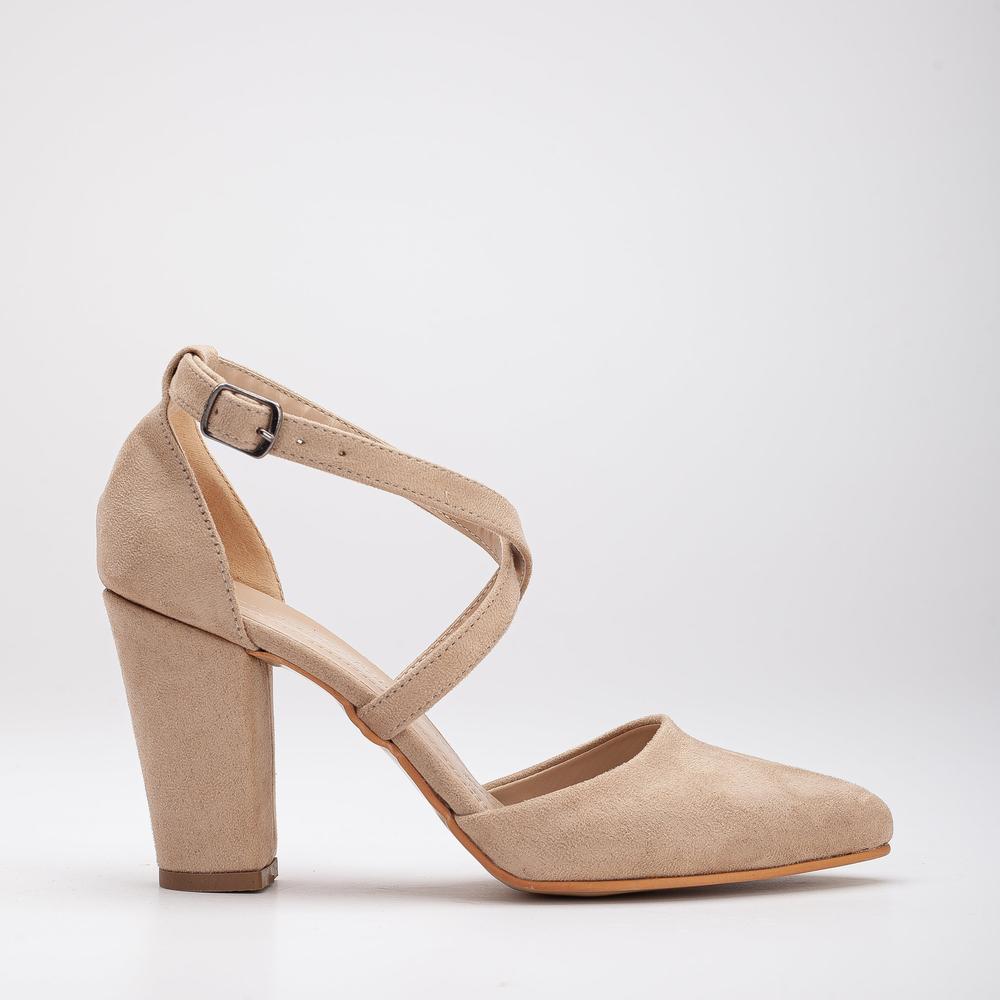 Sina - Tacones altos con tiras cruzadas altos con tiras cruzadas cruzados de ante beige