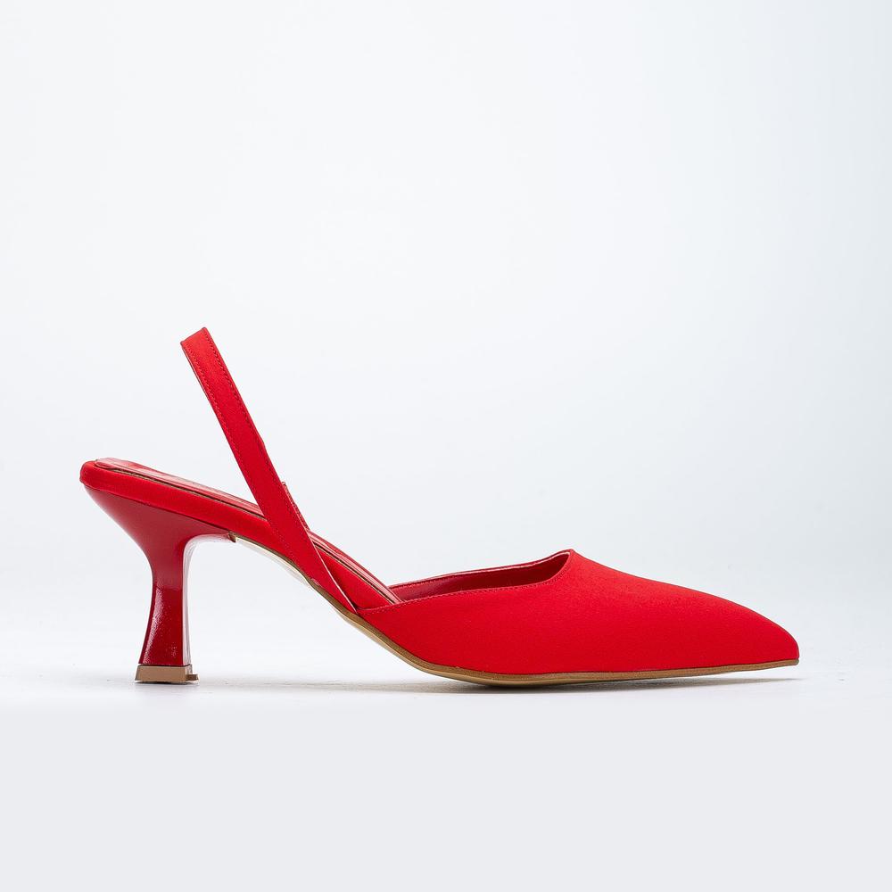 Rae - Zapatos de tacón bajo con tira trasera rojos