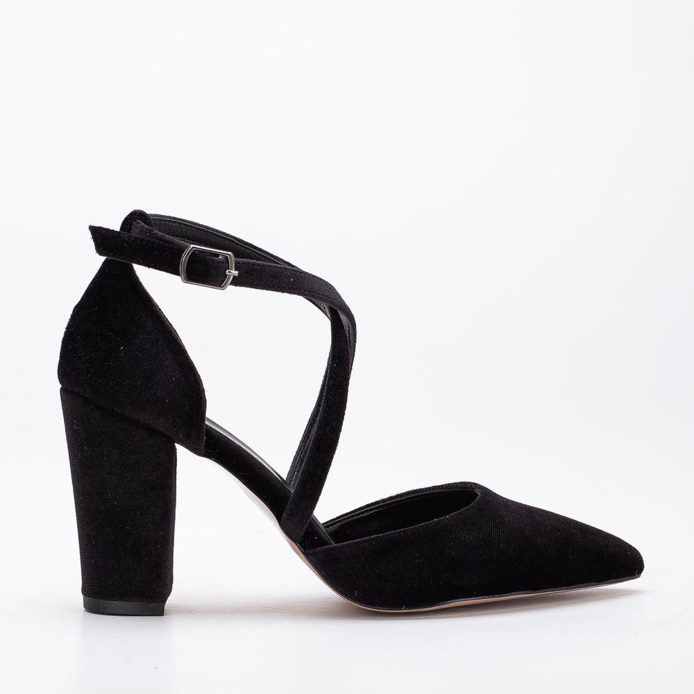 Sina - Tacones altos con tiras cruzadas altos con tiras cruzadas altos de terciopelo negro