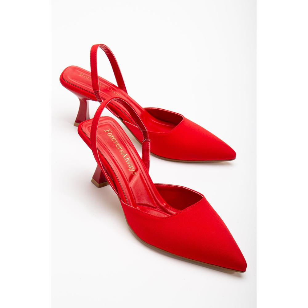 Rae - Zapatos de tacón bajo con tira trasera rojos