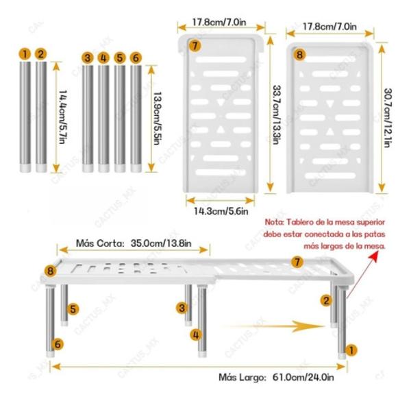 Repisa Apilable Cocina Estantería Extensible  Blanco