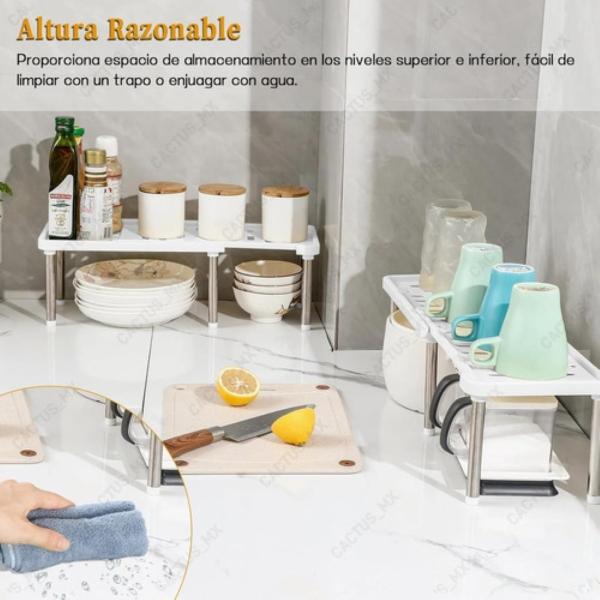 Repisa Apilable Cocina Estantería Extensible  Blanco