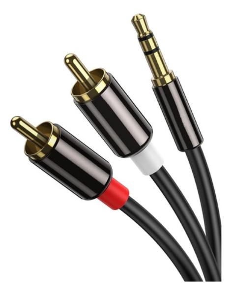 Cable Audio Auxiliar 3.5 Mm Macho A 2 Rca 2 M Negro linea rojo/blanco