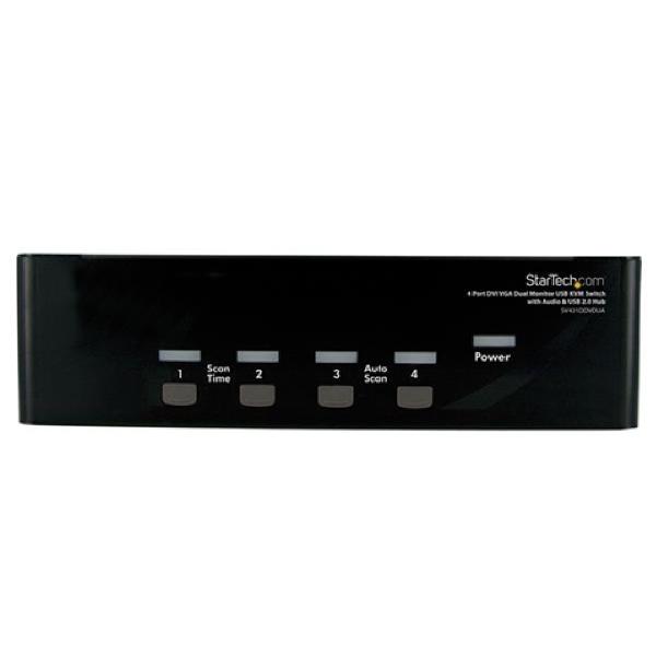 StarTech.com Switch KVM para 4 Computadoras de 2 Monitores, DVI/VGA, 4 Puertos. 