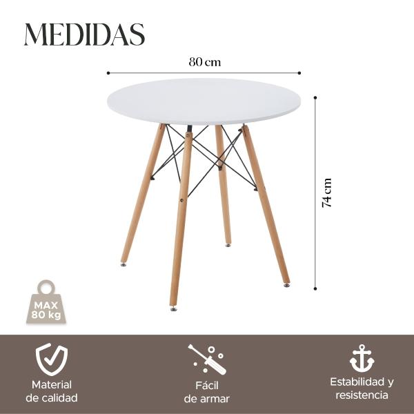Mesa De Comedor Redonda Estilo Minimalista Moderna White