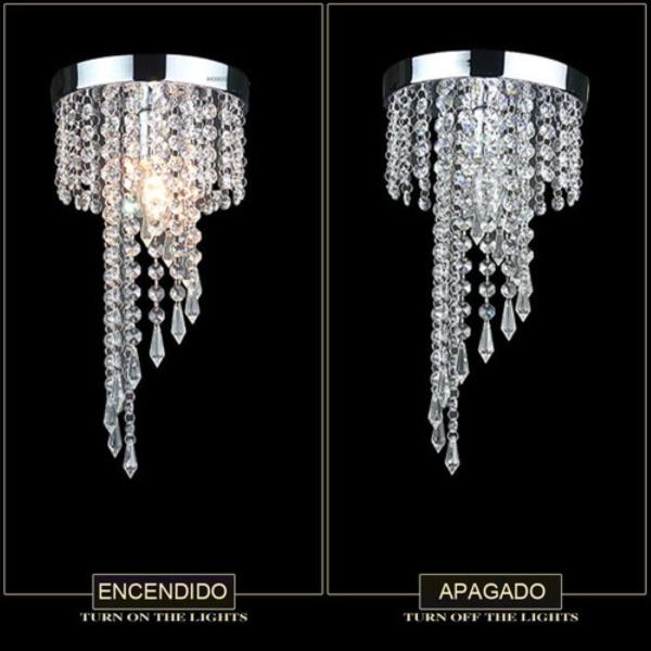 Lámpara Techo Colgante Cristal Moderna Decoración Lujoso Plateado