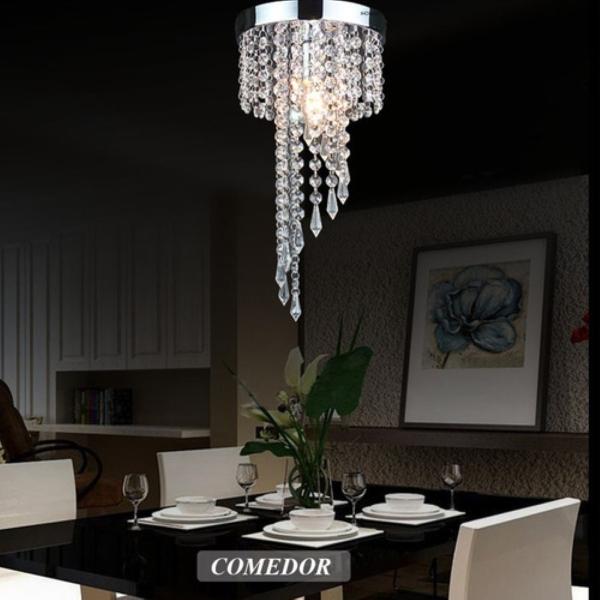 Lámpara Techo Colgante Cristal Moderna Decoración Lujoso Plateado