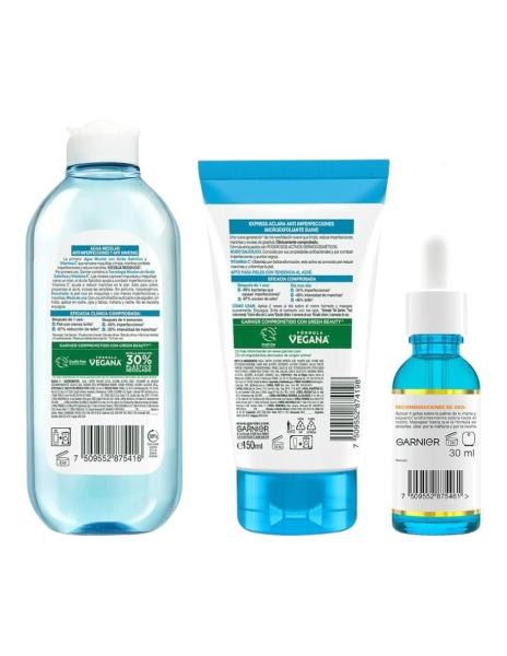 Kit Garnier rutina express aclara anti-imperfecciones ácido salicílico