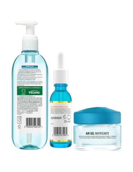 Kit Antiacne Express Aclara Gel Limpiador mas Sérum mas Crema Matificante Garnier