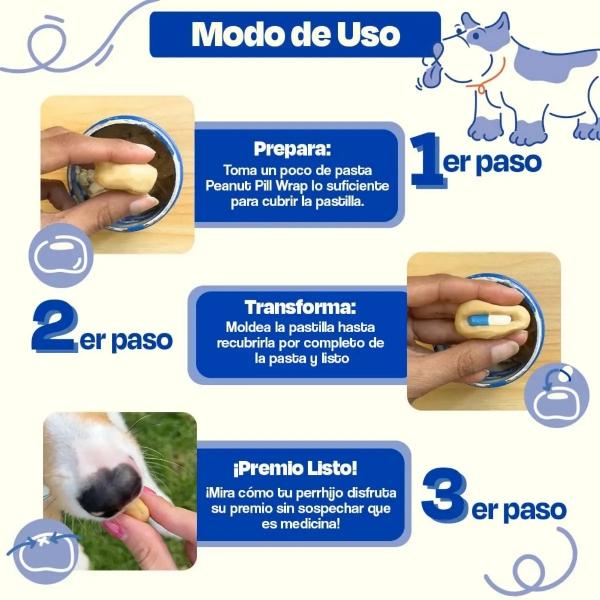 Recubrimiento de Pastillas para Perros Sabor Crema de Cacahuate - Pill Wrap