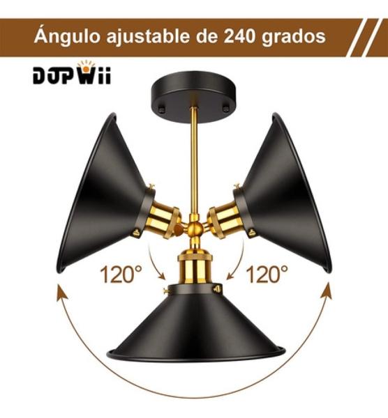 Lampara De Pared Interior Vintage E26 3 Piezas Negro 