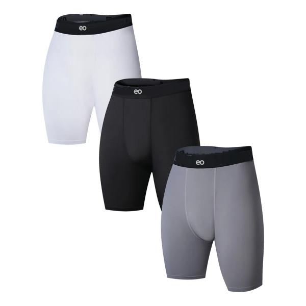 3p Licra Deportiva Shorts Gym Short Compresión Bolsa Celular Negro Blanco Gris