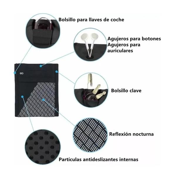 Brazalete Deportivo Teléfono Bolsa Para Llaves Y Correr Negro