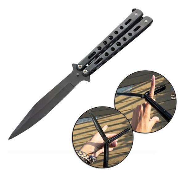 Cuchillo Navaja Entrenamiento Tipo Mariposa Negro
