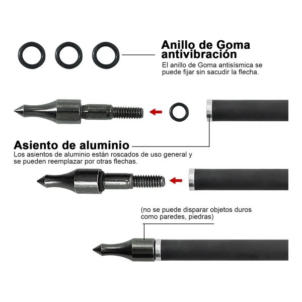 12 Flechas Para Arco Compuesto Recurvo Fibra De Carbón 7.8mm