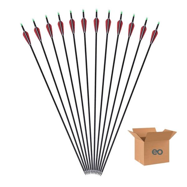 12 Flechas Para Arco Compuesto Recurvo Fibra De Carbón 7.8mm