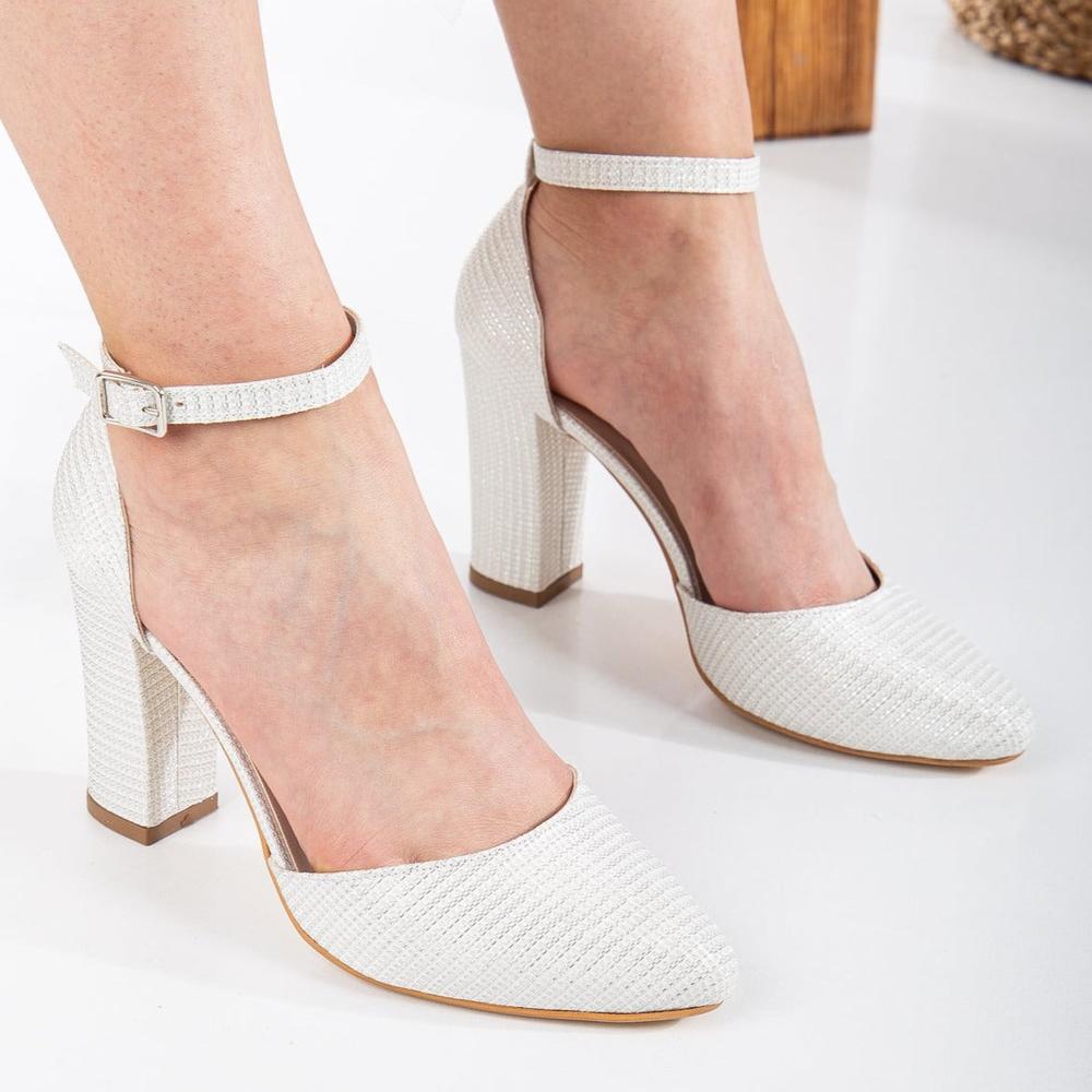 Gisele - Tacones de novia con purpurina blanca