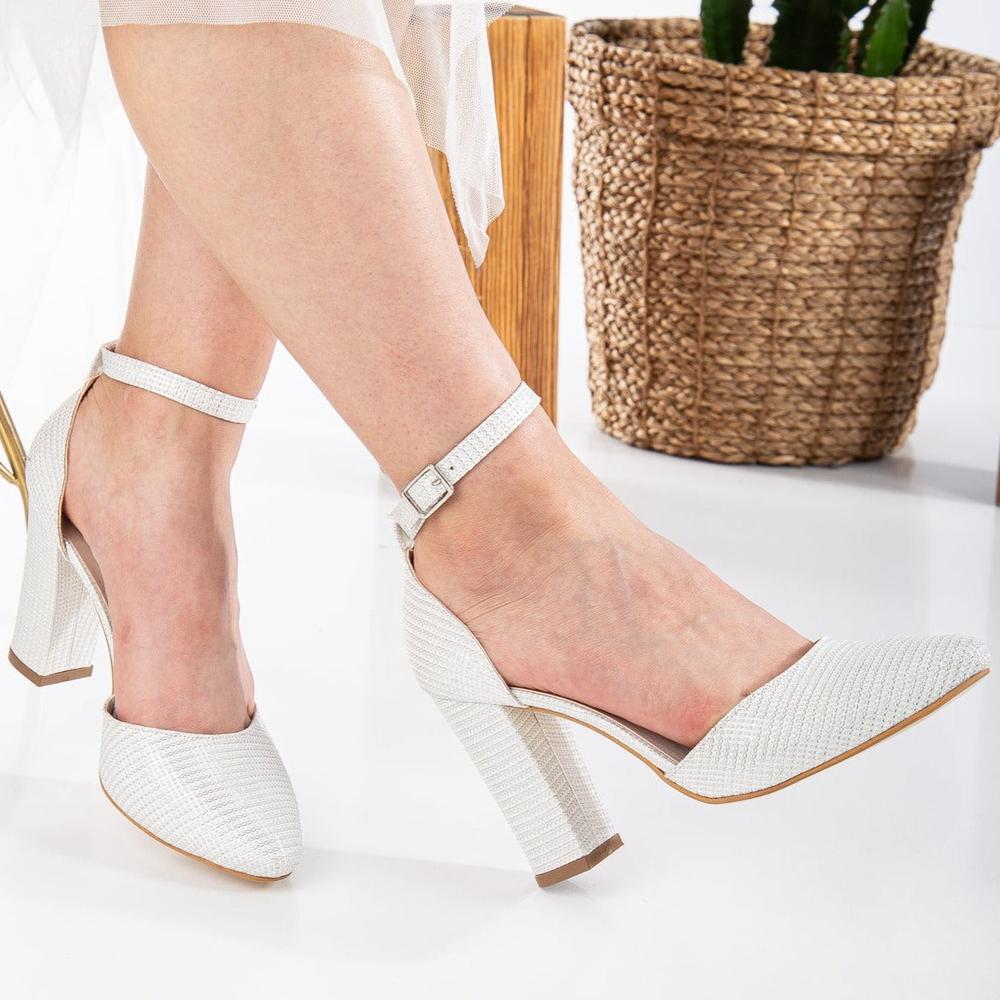 Gisele - Tacones de novia con purpurina blanca
